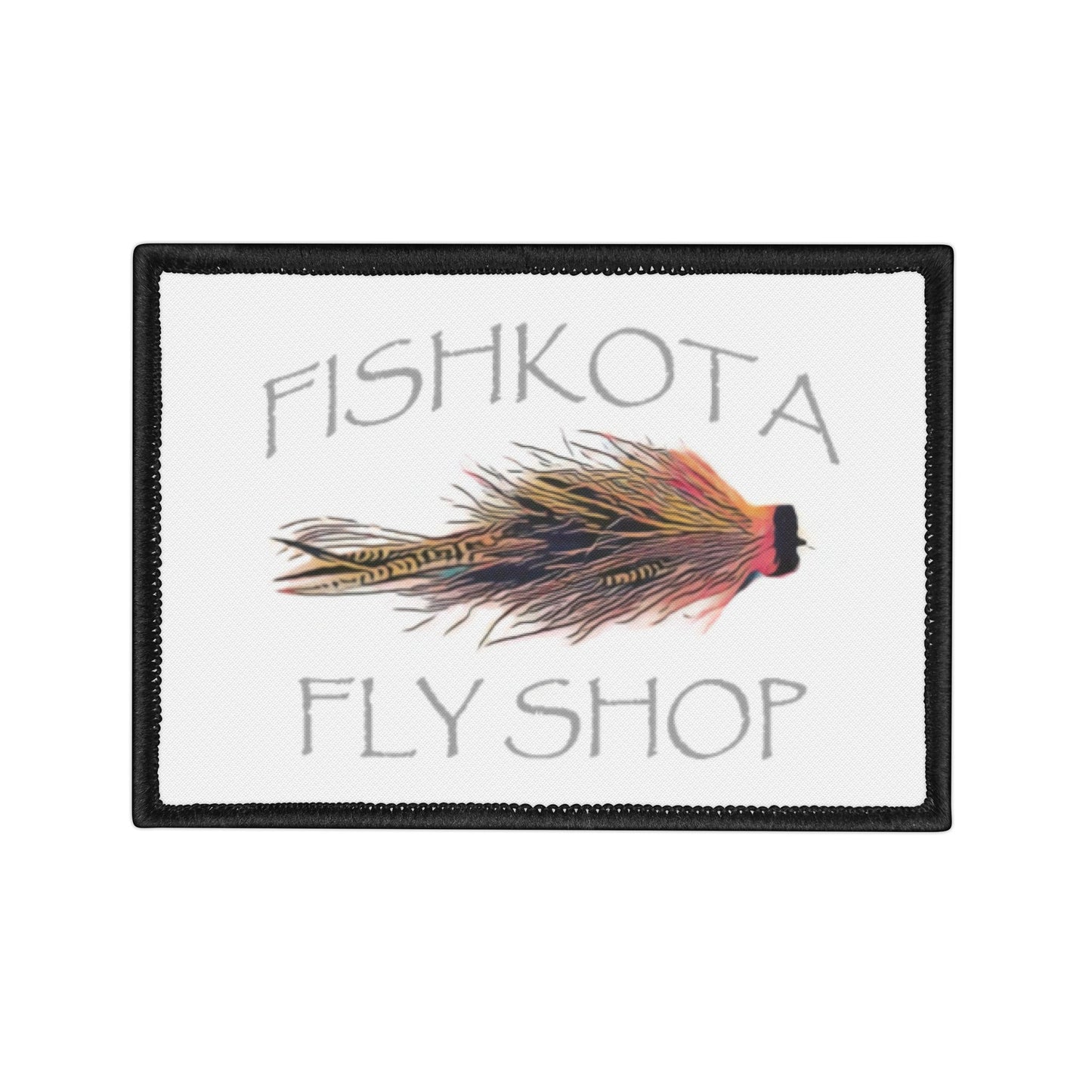 Fishkota Fly Shop Iron-On Patch | Unique Fishing Emblem for Jackets & Bags