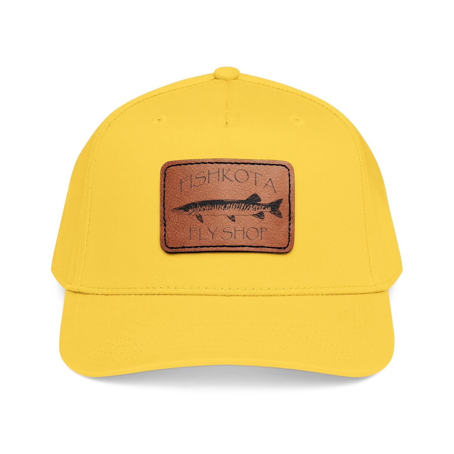 Mid Profile Baseball Cap with Leather Patch (Rectangle)