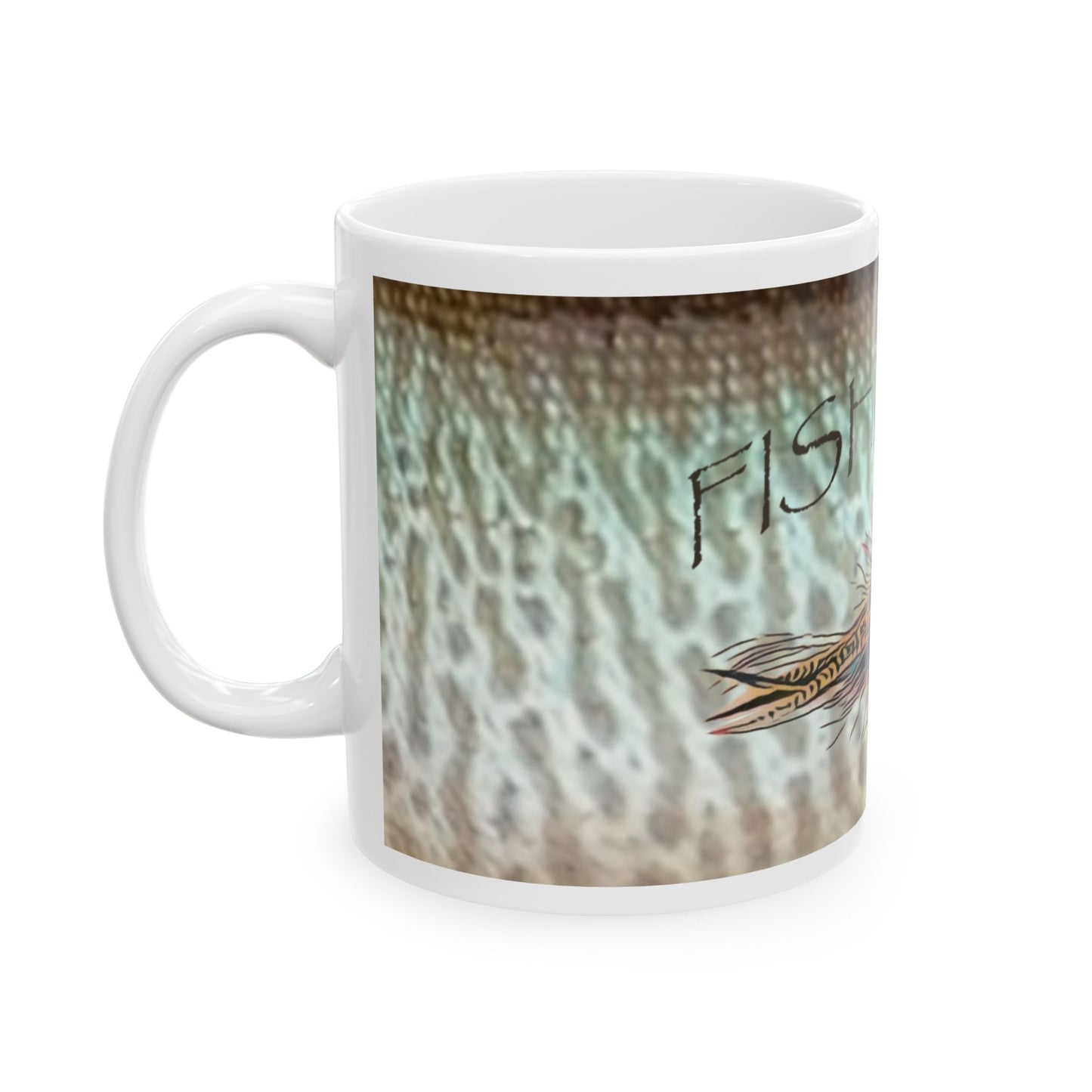 Fishing Fly Ceramic Mug — 'FishKota' Vintage Fly Design (11oz & 15oz)