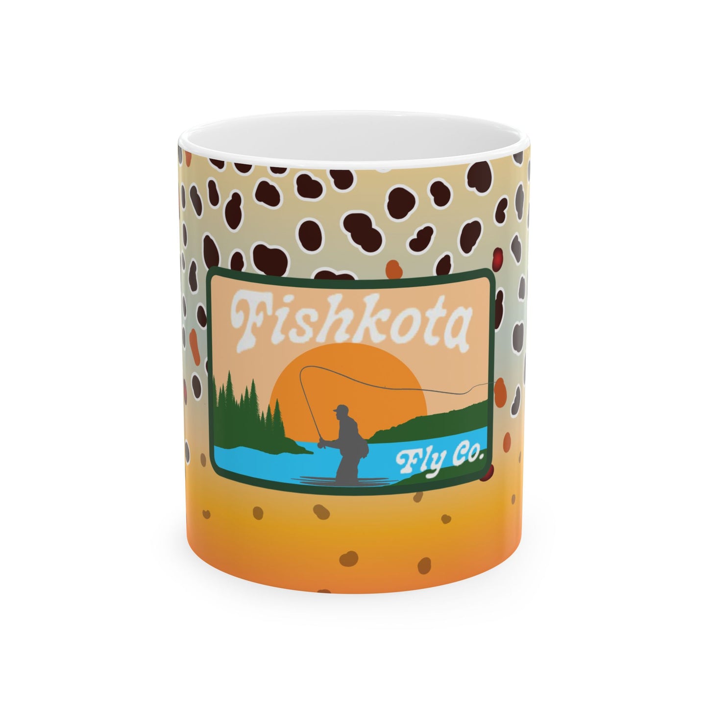 Brown Trout Ceramic Mug — Trout Print Coffee Cup (11oz & 15oz)