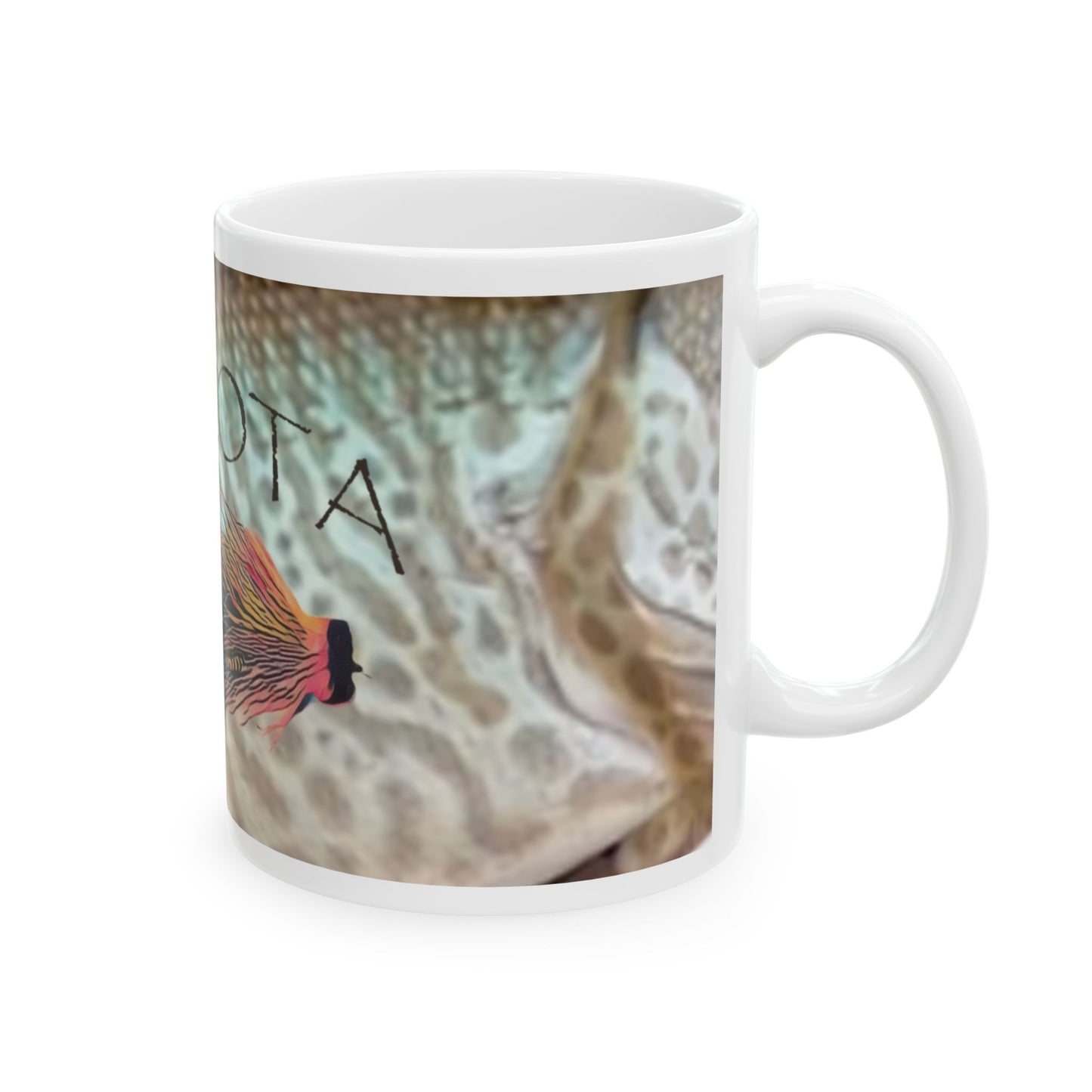 Fishing Fly Ceramic Mug — 'FishKota' Vintage Fly Design (11oz & 15oz)